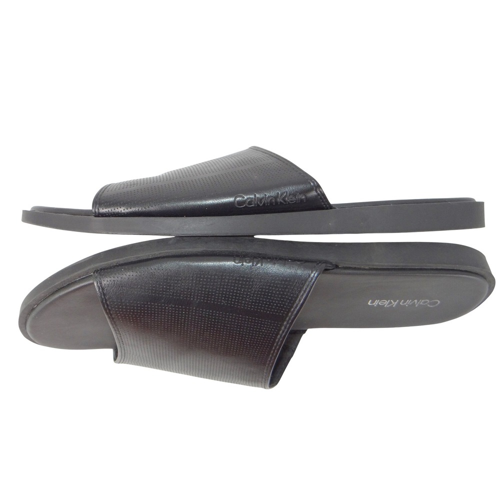 Calvin Klein Mens Black Micro Perforated Slide Sandals Size 12 US 46 EUR